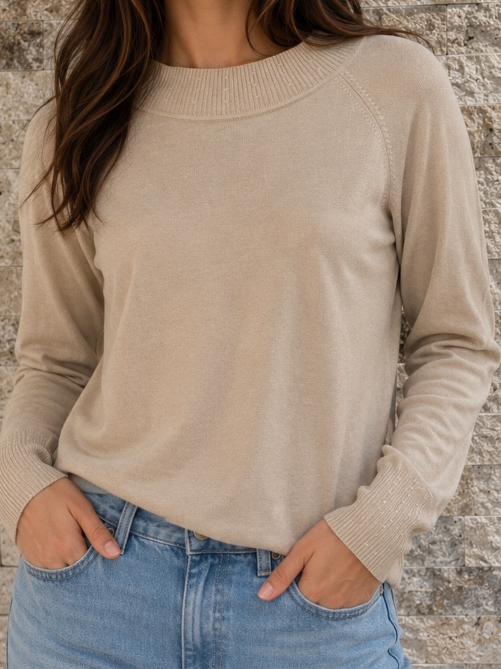 Cream Crew Neck Sweater - XL